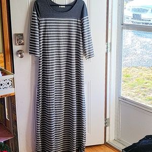 Gray and white maxi dress